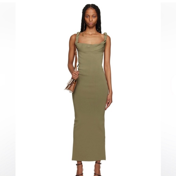 JACQUEMUS La Robe Maille Alca Dress, Size 10, worn once, like new. Olive colour - Picture 6 of 6